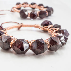 Handmade Star cut Garnet Copper Boho Earrings
